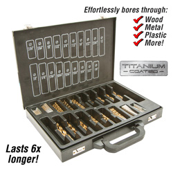 160-Piece Titanium Coated Drill Bit Set&nbsp;&nbsp;Model#&nbsp;242-3567