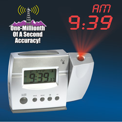 Silver Atomic Projection Clock&nbsp;&nbsp;Model#&nbsp;HPCR02W