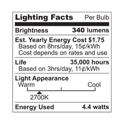 4 Pack Warm Ultra 88 LED Light Bulbs&nbsp;&nbsp;Model#&nbsp;UA60WW/4