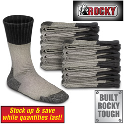 Rocky 8 Pair Thermal Socks Model# 1007BLACK