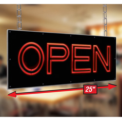 Flourescent Red Open Sign