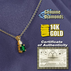 Emerald/ Diamond 1KT Necklace