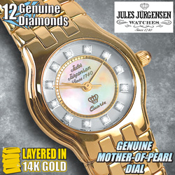 Jules Jurgensen Ladies 12 Diamond Gold-Plated Watch&nbsp;&nbsp;Model#&nbsp;5220CL