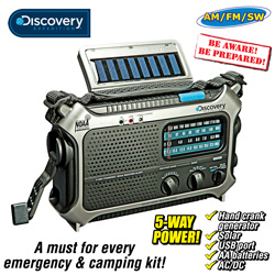 Discovery Self-Powered Weather Radio&nbsp;&nbsp;Model#&nbsp;D105X