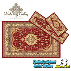 3-Piece Rug Set - Burgundy Model# 5840