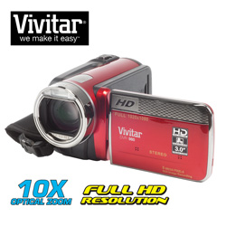 Vivitar 1080HD Camera/Camcorder Kit&nbsp;&nbsp;Model#&nbsp;DVR980-RED/KIT-HRT