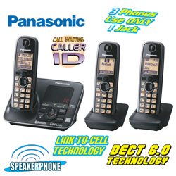 Panasonic 3-Handset Phone with Link 2 Cell Model# KX-TG7623B