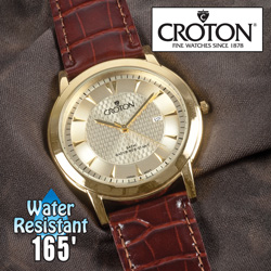 Croton Gold-Plated Dress Watch Model# CN307381BRCH