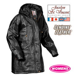 Leather Hooded Coat - Black Model# BLK-PY-031