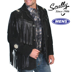 Boar Leather Fringe Jacket - Black&nbsp;&nbsp;Model#&nbsp;758-BLACK