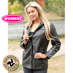 Womens Leather Patch Jacket Model# D61-BLACK