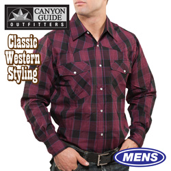 Wine Western Shirt Model# 24519-931HL-M