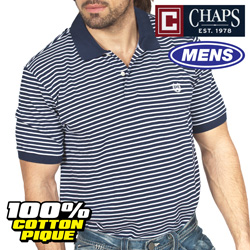 Chaps Navy Stripe Polo Model# MS2CH-208-NAVY