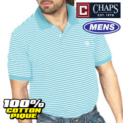 Chaps Light Blue Stripe Polo Model# MS2CH-208-LT.BLUE