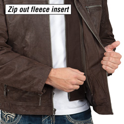 Brown Leather Jacket with Zip Model# 400