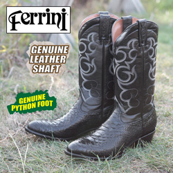 Ferrini Python Boots - Black Model# 10611-04