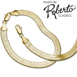 Herringbone 14k Gold Necklace and Bracelet&nbsp;&nbsp;Model#&nbsp;3