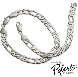 Italian Figaro Sterling Silver Necklace and Bracelet&nbsp;&nbsp;Model#&nbsp;6
