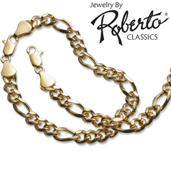 Figaro 14k Gold Necklace and Bracelet&nbsp;&nbsp;Model#&nbsp;8