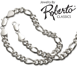 Figaro Sterling Silver Necklace and Bracelet Model# 8