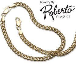 Oval Curb 14k Gold Necklace and Bracelet Model# 9