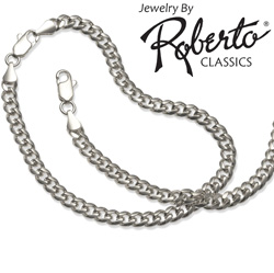 Oval Curb Sterling Silver Necklace and Bracelet Model# 10