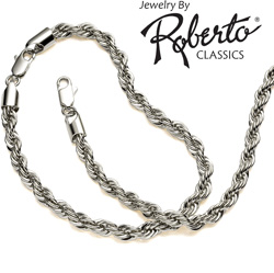 French Rope Sterling Silver Necklace and Bracelet&nbsp;&nbsp;Model#&nbsp;1