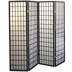4-Panel Room Divider - Black&nbsp;&nbsp;Model#&nbsp;R530-4