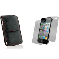 Premium Leather Vertical Case with Red Stitching&nbsp;&nbsp;Model#&nbsp;IP3GS-VRST