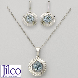 Blue Topaz Earring & Necklace Set Model# JS327-BT