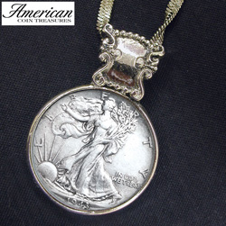 Silver Walking Liberty Half Dollar in Silvertone Bezel Model# 115
