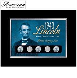 1943 Lincoln Steel Penny Collection Wartime Emergency Issue in Small Frame&nbsp;&nbsp;Model#&nbsp;156