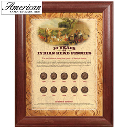 10 Years of Indian Head Pennies - Wood Frame Model# 158