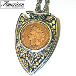 Indian Head Penny Silvertone Arrowhead Pendant&nbsp;&nbsp;Model#&nbsp;250