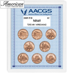 2009 P & D Lincoln Bicentennial Pennies Graded MS65&nbsp;&nbsp;Model#&nbsp;920