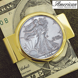 Half Dollar Goldtone Money Clip Model# 2214
