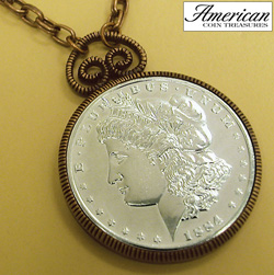 Morgan Dollar Replica in Coppertone Pendant 30 Inch Chain Model# 2224