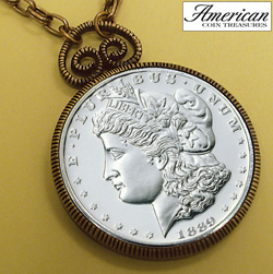 1889 Carson City (CC) Morgan Dollar Replica Pendant 30 Inch Chain&nbsp;&nbsp;Model#&nbsp;2262