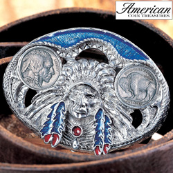 Buffalo Nickel Enamel Belt Buckle&nbsp;&nbsp;Model#&nbsp;3261