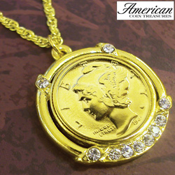 Gold-Layered Silver Mercury Dime Pendant Model# 7137