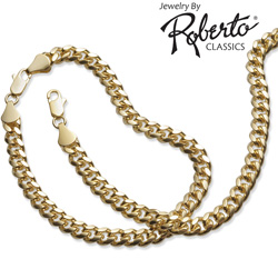 Oval Curb 14k Gold Necklace and Bracelet&nbsp;&nbsp;Model#&nbsp;10