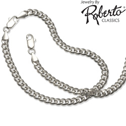 Oval Curb Sterling Silver Necklace and Bracelet&nbsp;&nbsp;Model#&nbsp;9
