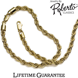 French Rope 14k Gold Necklace and Bracelet Model# 1