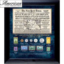 New York Times Pearl Harbor 70th Anniversary Coin and Stamp Collection Framed Model# 50044