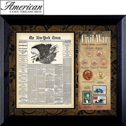 New York Times Civil War Coin & Stamp Collection Framed Model# 50010
