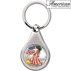 Colorized Silver Walking Liberty Half Dollar Coin Keychain&nbsp;&nbsp;Model#&nbsp;2191
