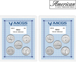 1999P & 1999D Statehood Quarters Graded MS63 Brilliant Uncirculated Model# 2129