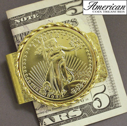 $20 St. Gaudens Gold Piece Replica Goldtone Coin Money Clip Model# 5598