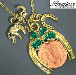 Irish Penny Coin Lotto Scratcher Charm Pendant Model# 4868