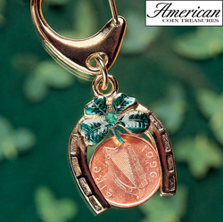 Horseshoe Lotto Scratcher Coin Keychain with Irish Penny and Emerald&nbsp;&nbsp;Model#&nbsp;5818